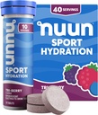 Nuun Sport Electrolite Tablet dengan Magnesium, Kalsium, Potasium, Chloride & Sodium, Gluten Free & Vegan, Tri- Berry, 4 Pack (40 Servis Total)