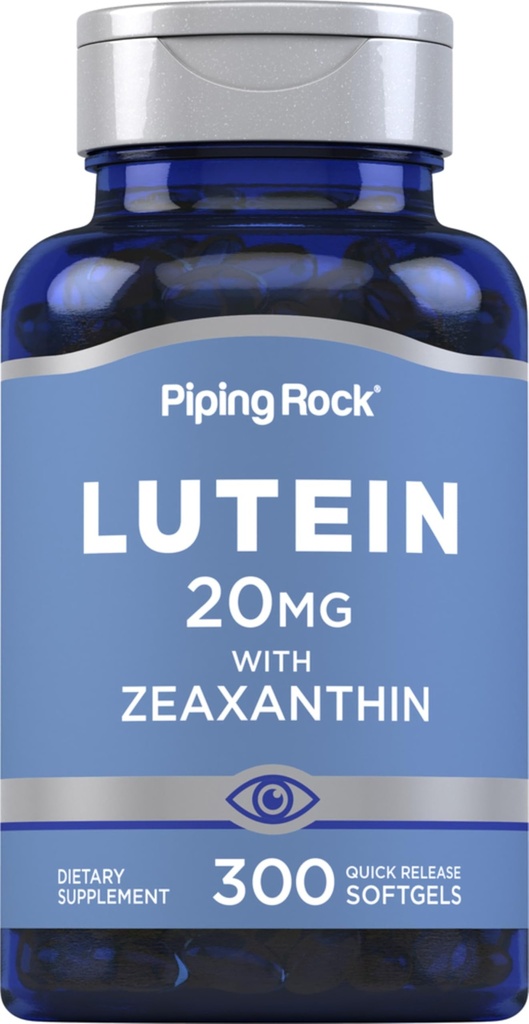 Piping Rock Lutein and Zeaxanthin Supplement | 20 mg | 300 Softgels | Eye Vitamin from Marigold Extract | Non-GMO, Gluten Free