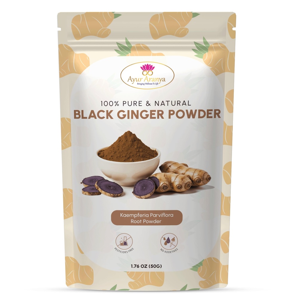 Ayur Aranya 100% Pure Black Ginger Powder 50g - Kaempferia Parviflora Root Powder - Natural Stamina & Energy Booster - Premium Quality, No Preservatives - Mix with Water, Juice, Smoothies or Tea