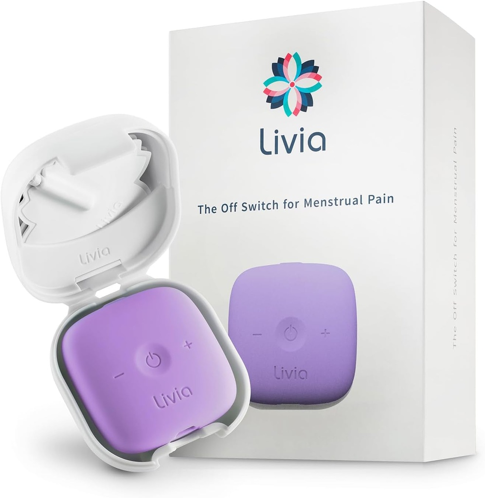 Livia Menstrual Pain Relief Device, Lavender - Off- Switch for Perith Pain - Portable & Discreet - Rechargable - Sampai 12 Hour Battery - Lengkap Kit dengan Stick- On Pads - The Go-to Travel Partner