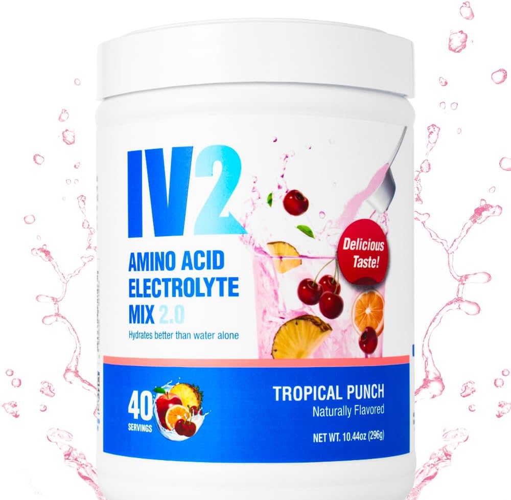 IV2 Premium Hidration Powder - Sugar- Free Electrolite Mix + Acids & EsonaVitamin I Vegan, Non-GMO, Gluten- Free, Caffeine- Free (40 Servings)