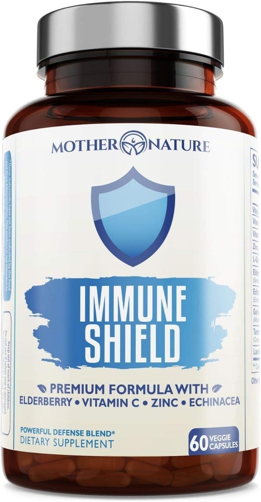 Advanced 7-in- 1 Imune Suplemen Dukungan untuk Allergies - Elderberry, Vitamin C, Zinc, dan Lebih - Boosts Imunitas dalam Dewasa & Anak (60 Vegan Capsules)