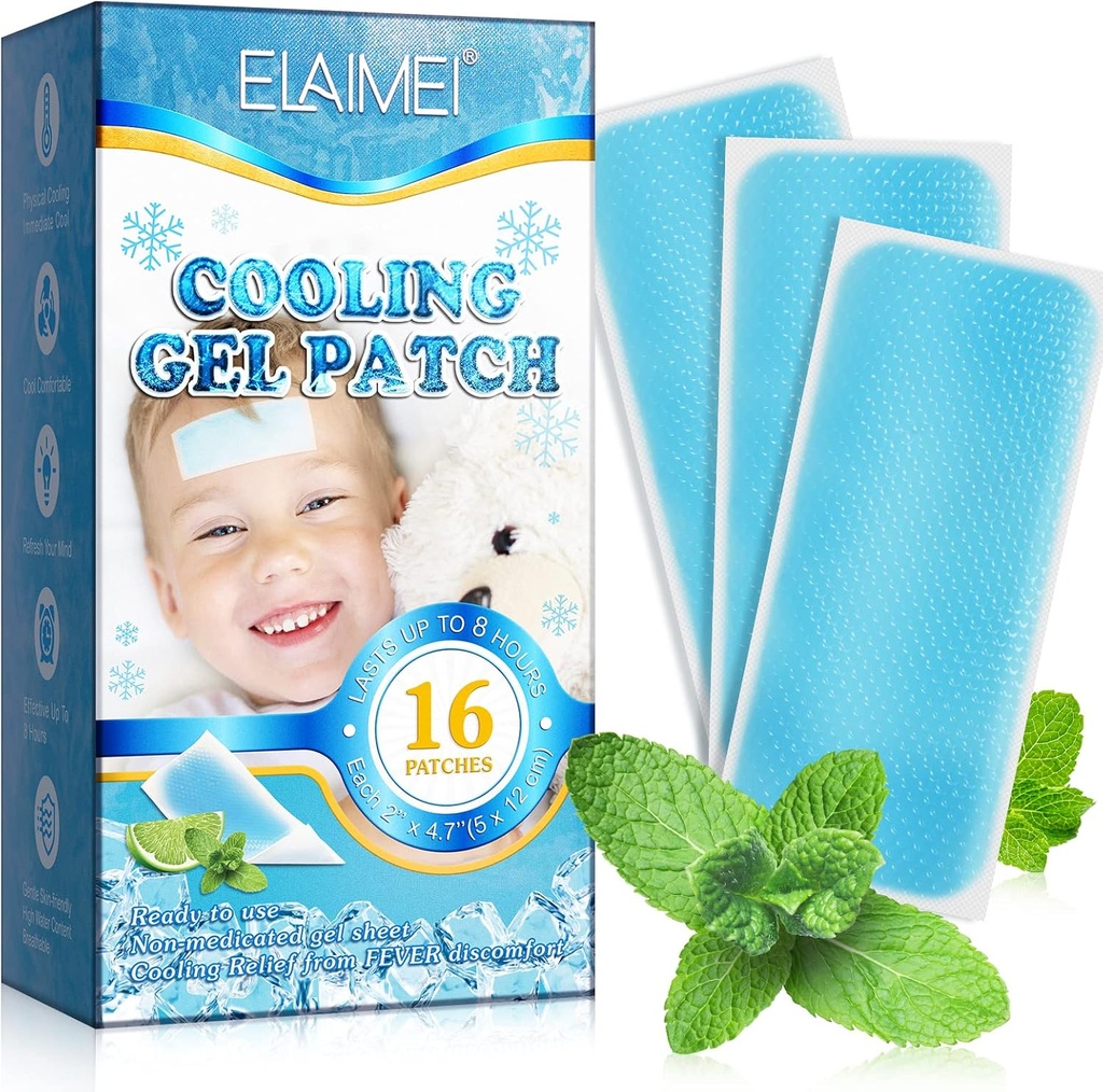 16 Sheets Fever Patch for Kids - Hot Weather Cooling Gel Patch for Dewata - Headache Patch - Forhead Fever Cool Pads