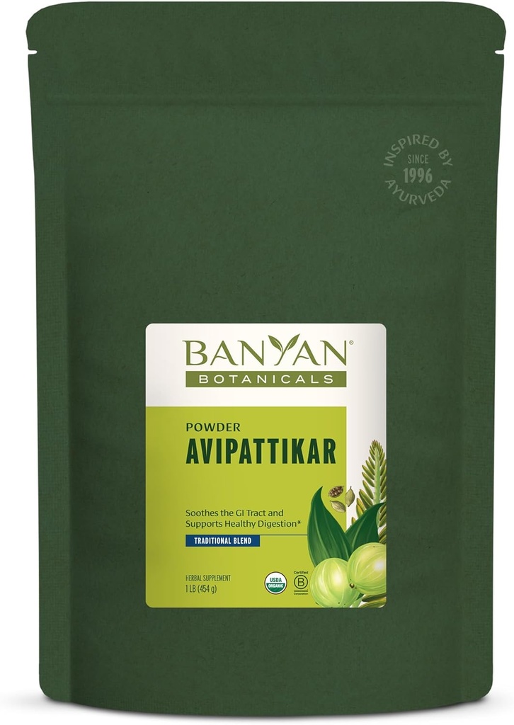 Banyan Botanicals Avipattikar Powder - Powder Terdistribusi Organik dengan Ginger, Cardamom & Vidanga - Menyediakan Keseimbangan Perut Sehat * - 1 lb.
