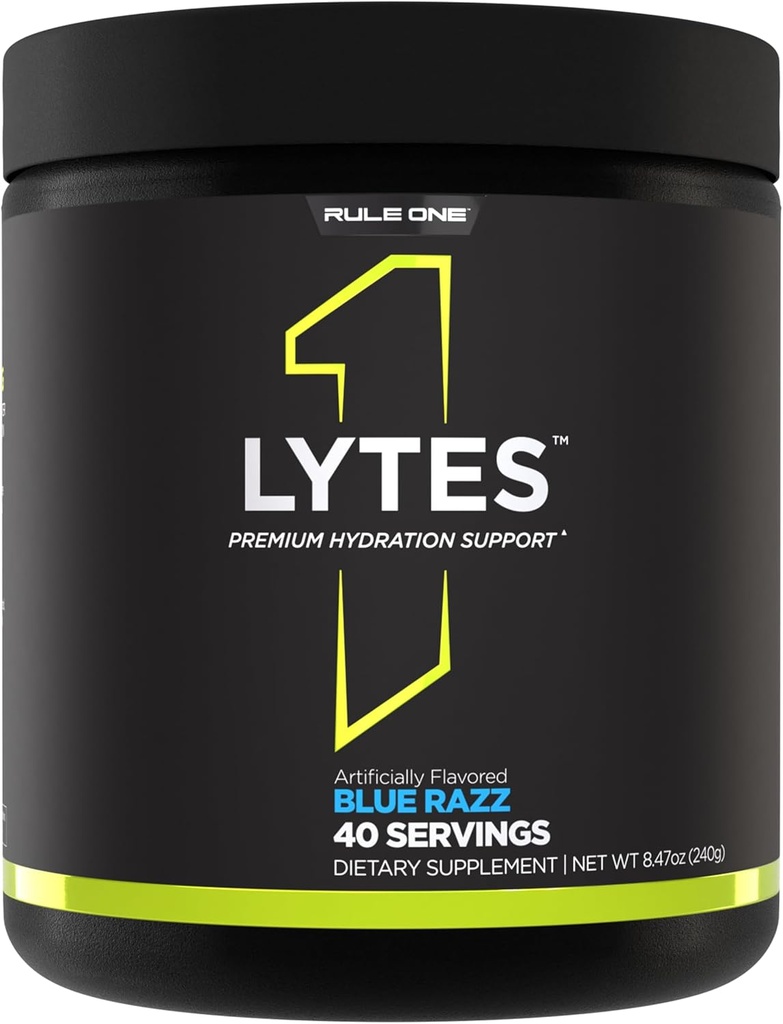 Aturan 1 Lytes - Hidration Dukungan Mix Menampilkan 5 Electrolite Minemarize Enhanced dengan Citrulline, Coconut Water, dan Powder Watermelon, Plus Antioksidant Vitamin C (40 Servings, Blue Razz)