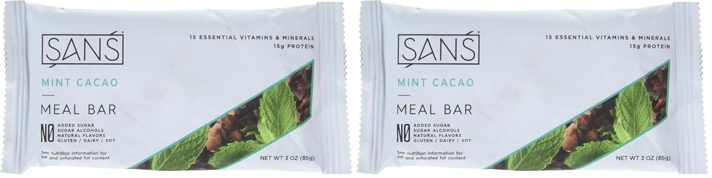 SANS Meal Bar Cacao Meal Bar, 3 OZ (Paket 2)