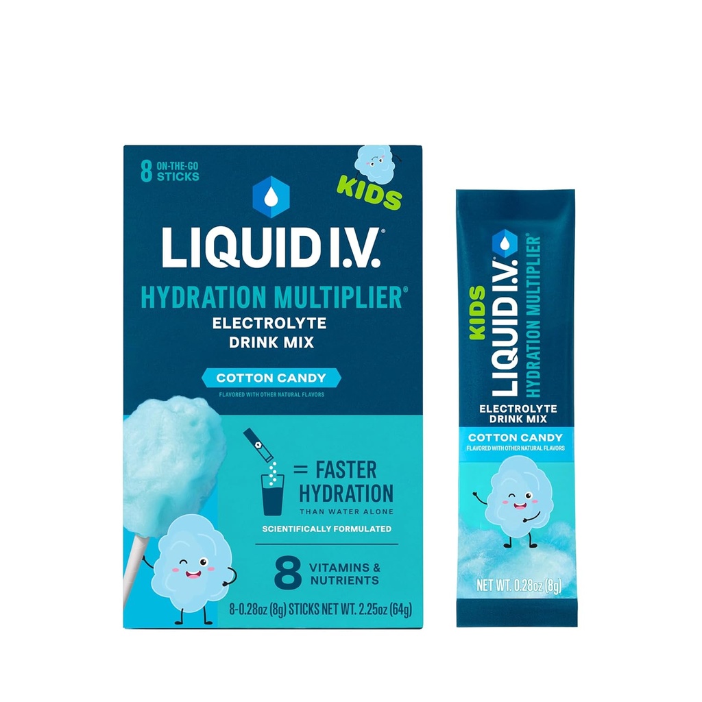 I.V. £Hidration Multiplier + Kids - Cotton Candy 124; Electrolite Powder Drink Mix 126; 2 Pack (16 Servis)