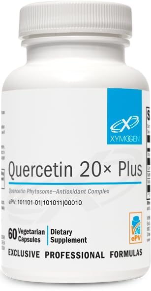 XYMOGEN Quercetin 20 × Plus - Quercetin Suplemen - Kompleks Harian dengan Vitamin C, N- Acetyl- L- Cysteine & Nestries - Formulasi untuk Dukungan Repilasi - Vegan & Gluten- Free (60 Capsules)