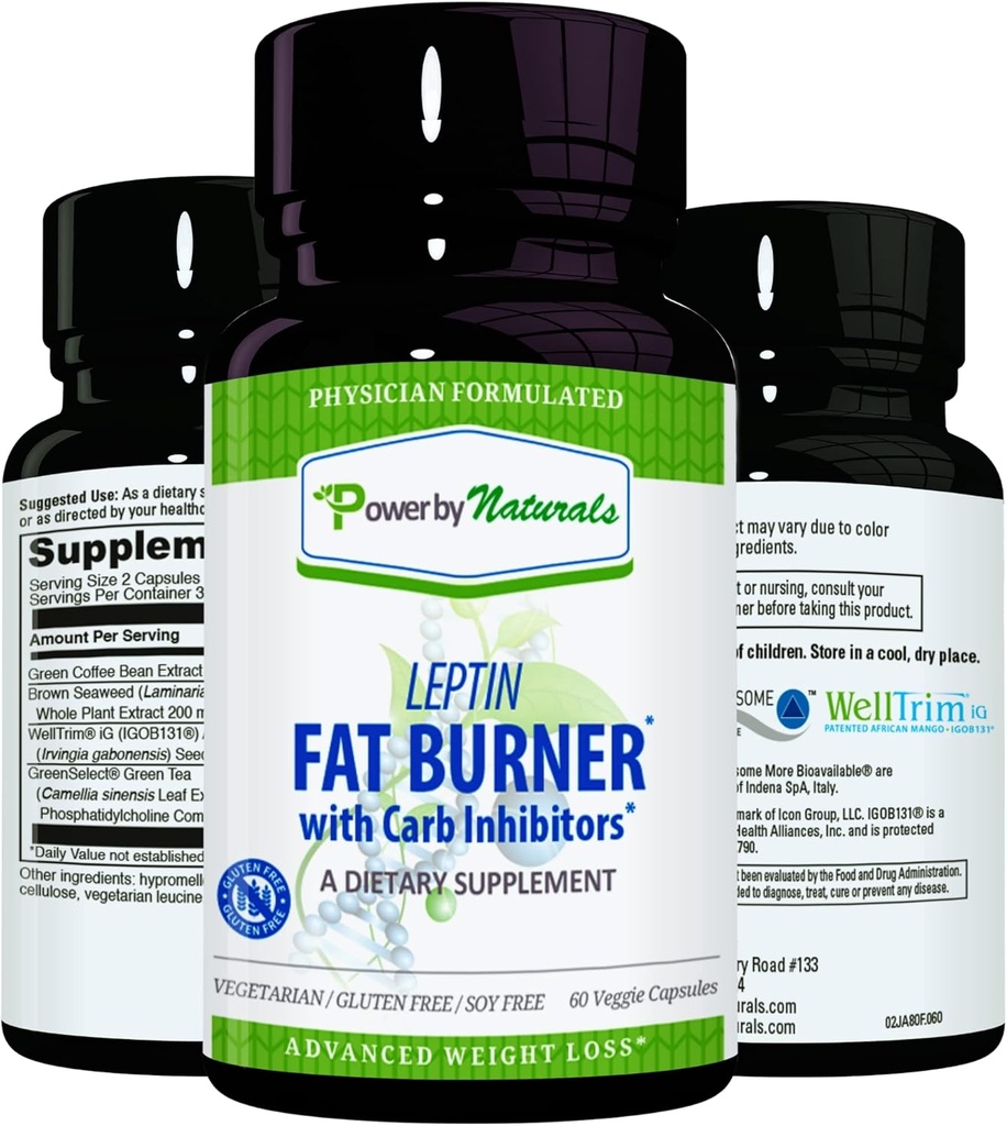 Power By Compals: Leptin Fat Burner with Carb Blocker - 60 Gluten- Free Kapsul, Leptin Wheight Loss Diet Pill, Eefisien Fat Burner, Appetite Suppresan