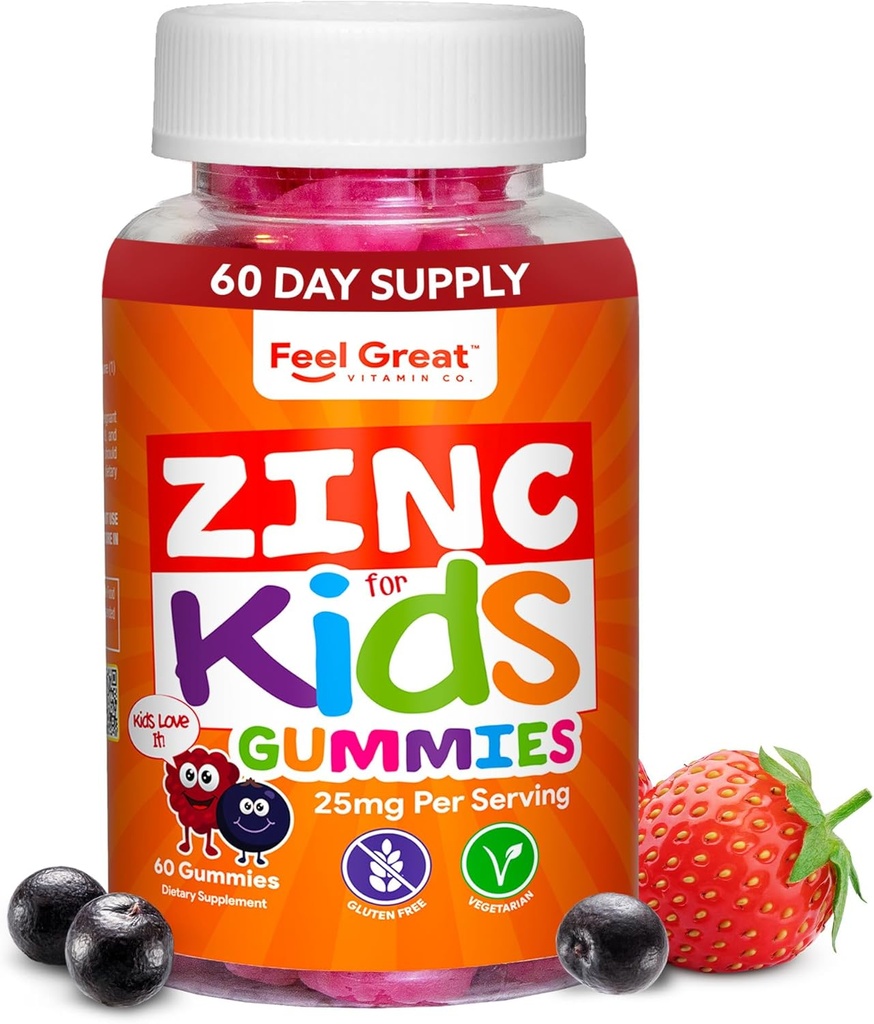 Rasakan Gummies Zinc Agung untuk Anak-Anak; Bolster Sistem Imuniune Anak Anda dengan Anak Yumin Yummy Vitamin 124; Great Tasting Natural Flavor Supplemen Vitamin 124; 60 Gummies