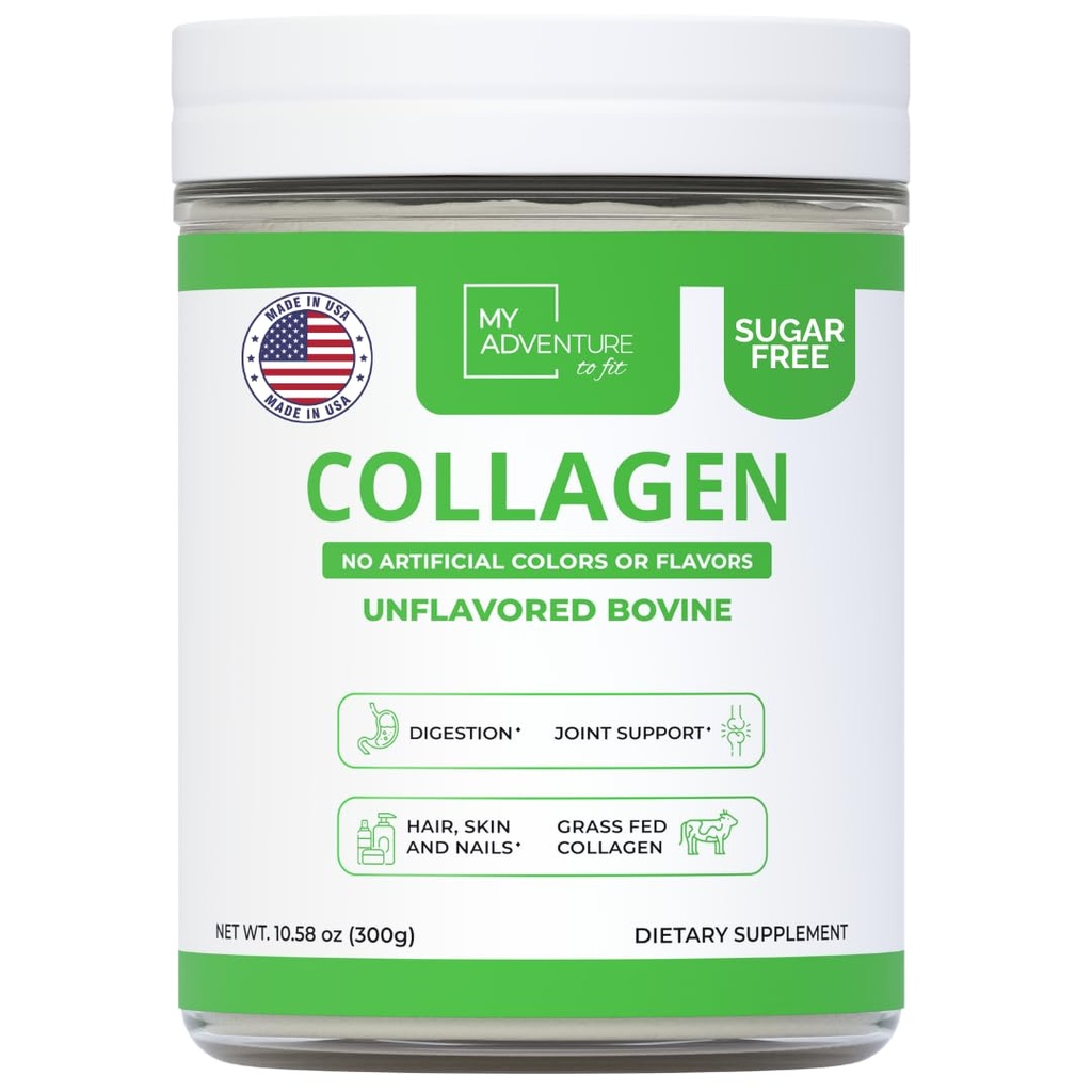 Petualangan saya untuk Fit Hydrolyzed Collagen untuk Perempuan - Grass Fed Collagen Powder untuk Perkembangan Muscle & Collagen Powder - Kemto Collagen Powder untuk Joints & Gut Kesehatan - Bovine Unflashed 300g
