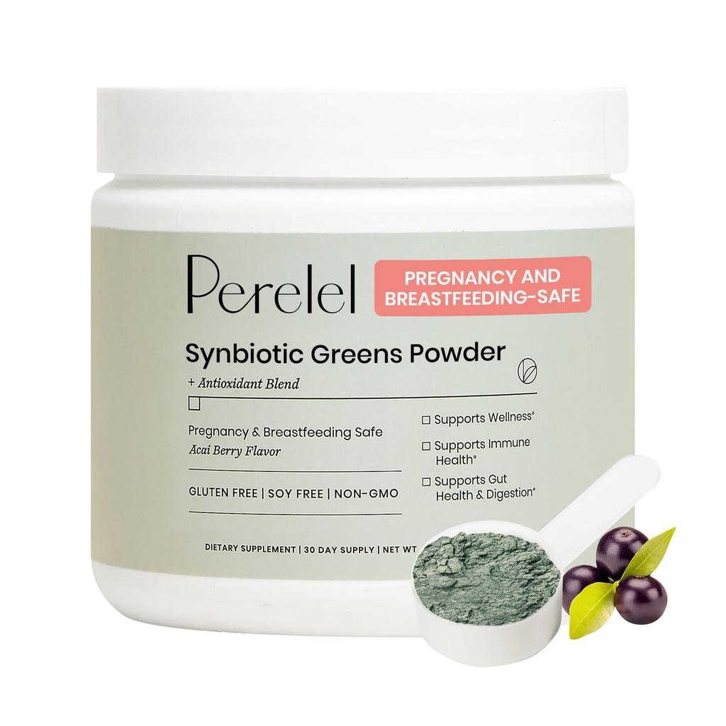 Perelel Synbiotic Chowder, Superfood Blend with Fruits, Vegetables, Propoles, Fiber, Spirulina & Chlorella, Daily Greens Supplemen, Soy & Gluten Free, Non GMO, Acai Berry Flavor, 30 Services