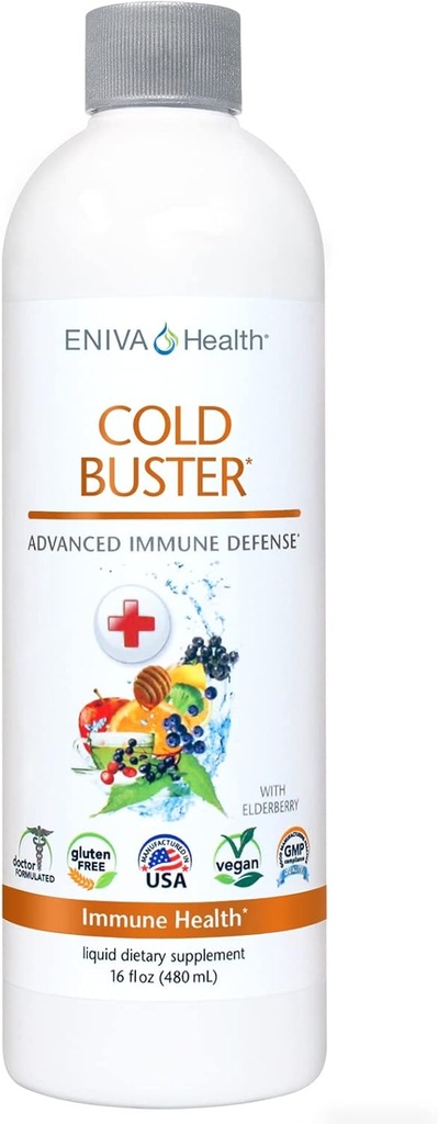 Eniva Elderberry Sambucus Immune Dukung Syrup, Vitamin C, Ionic ZINC, Vitamin D, Echinacea, Antioksidants & More, All- Inone Liquid, Low Carb, Low Sugar, Keto Friendly, Non-GMO & Gluten Free - 16 oz