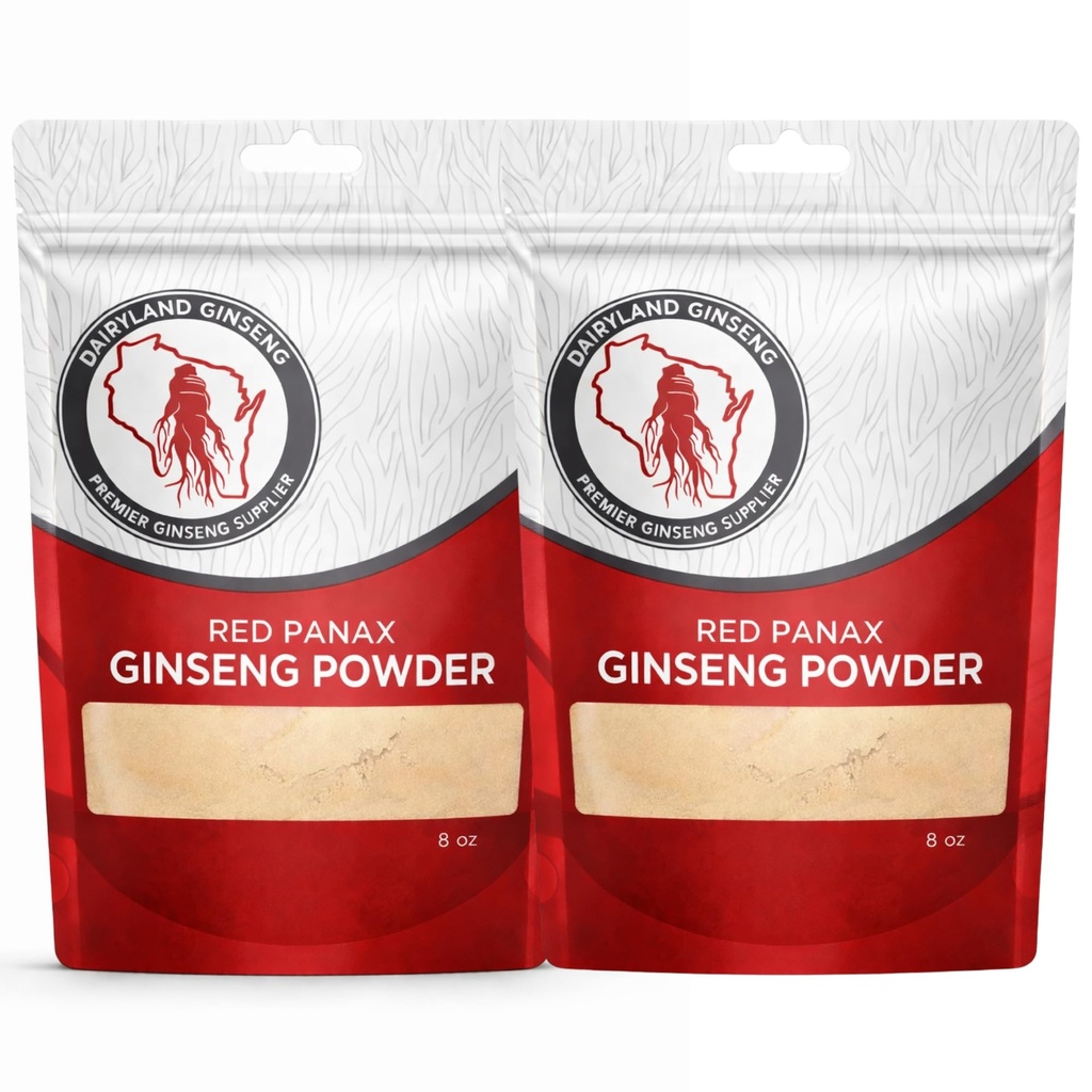 Red Panax Ginseng Powder dengan Natural Ginsenosides (16 oz) - Mendukung Energi Kesehatan, Vitalitas, Mood dan More, Panax Ginseng Root Pounder Korea untuk Smoothies, Coffee atau Minuman (2 Packs)