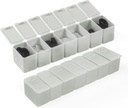 Weekly Small Pill Organizer, 7 Day Pill Case, Daily Vitamin Case Box, Pill Containers for Medicine Suplemen Fish Oil (2Pcs, Grey)