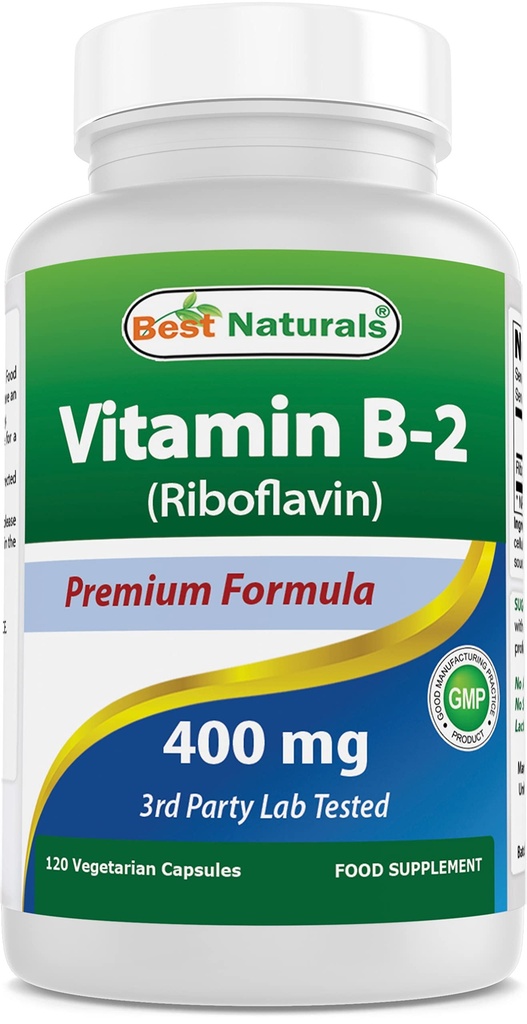 Terbaik Vitamin B2 (Riboflavin) 400mg - Migraine Relief - Veggie Capsules - Conezyme Recursor - 120 Count
