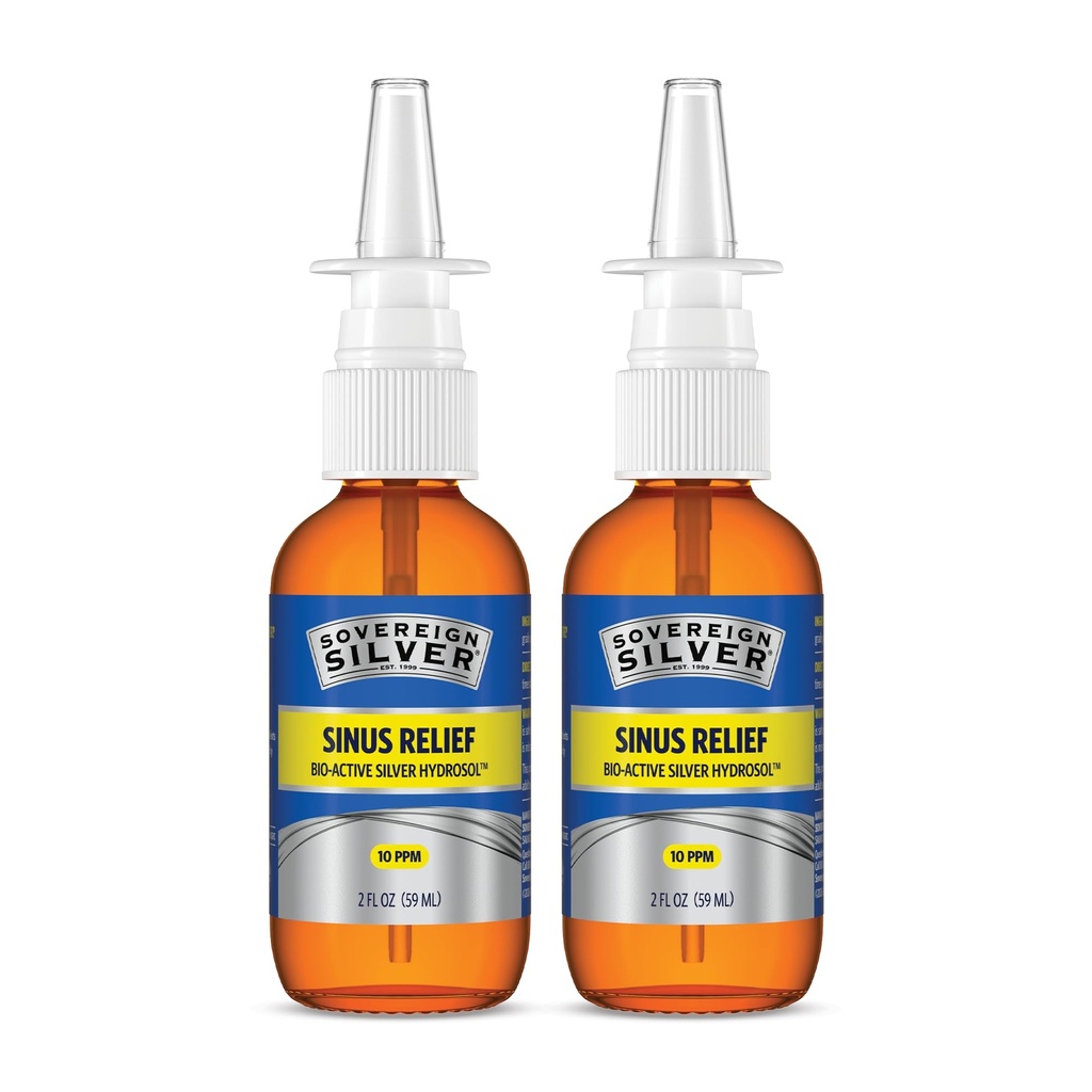 Sovereign Silver Bio- Active Colloidal Silver Hydrosol untuk dukungan Imune - 10plum - 2oz - Nasal Spray - Paket 2
