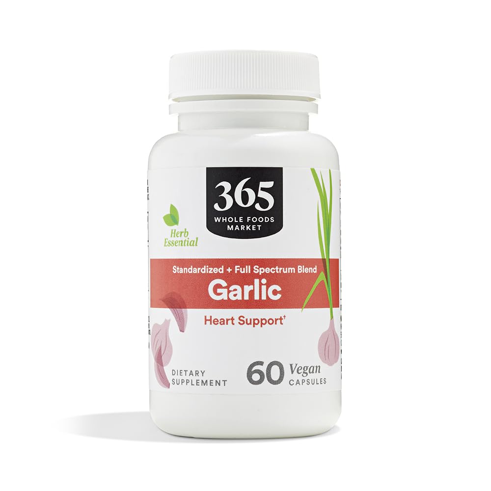 365 oleh Whole Foods Market, Tambahan Diet Bawang Putih, Katup Vegan, Mendukung Kesehatan Jantung, 60 Cacah