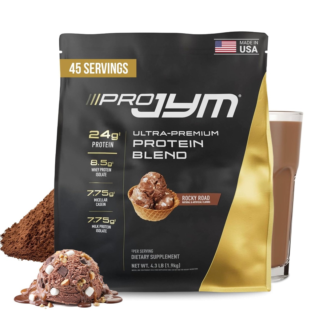 Pro JYM Rocky Road Protein Powder - Whey Protein Isolates, Casein, & Milk Protein, Lean Muscle Building for Men & Women, JYM Supppplemen Sains, 45 Servis