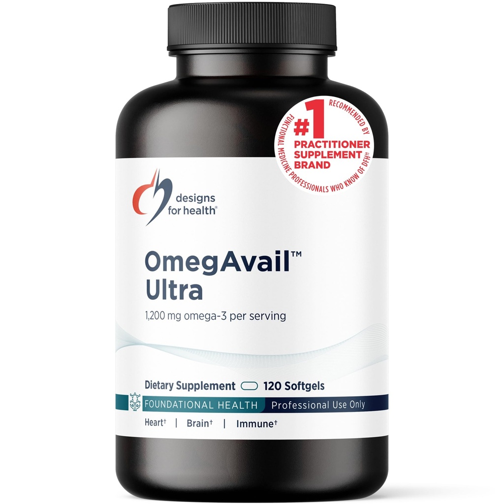 Design for Health Omegavail Ultra TG Fish Oil 1200 mg - Triglyceride Form Omega 3 Fish Oil Suplement with DHA / EPA - No Fishy Aftertaste (120 Softgels)