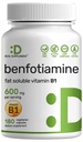 Benfotiamine 600mg Per Serving, 180 Veggie Capsules (300mg per Cap) - Fat Soluble Vitamin B1 Thiamine Suplemen - 3rd Party Test, Vegan, Non-GMO, Gluten Free