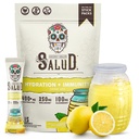 Salud 2-in- 1 Paket Hidration + Imunity Electrolytes Powder, Lemonade - Agua Fresca Drink, Elderberry, Dairy & Soy Free, Non- GMO, Gluten Free, Vegan, Low Calorie, 1g Sugar (15 Pelayan)