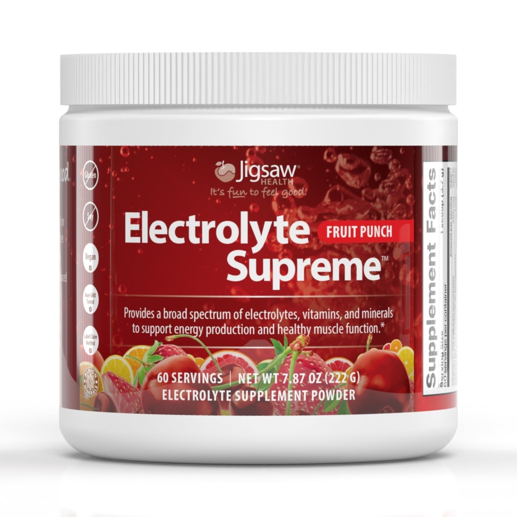 Jigsaw Health Electrolite Supreme Averst 124; Broad Spectrum of Electrolite + Trace Minetrace 124; Fruit Punch Flavor 124; 60 Servings (Jar)