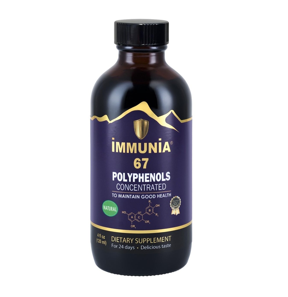Immunia 67 Polyphenol - Elderberry Konsentrasi & Antioksidant Buah. Premium Antioksidant Suplemen dengan 67 Polyphenol (Anthocanin, Quercetin, Reveratrol, dll) Persediaan 24 hari per Botol (1-Pack)