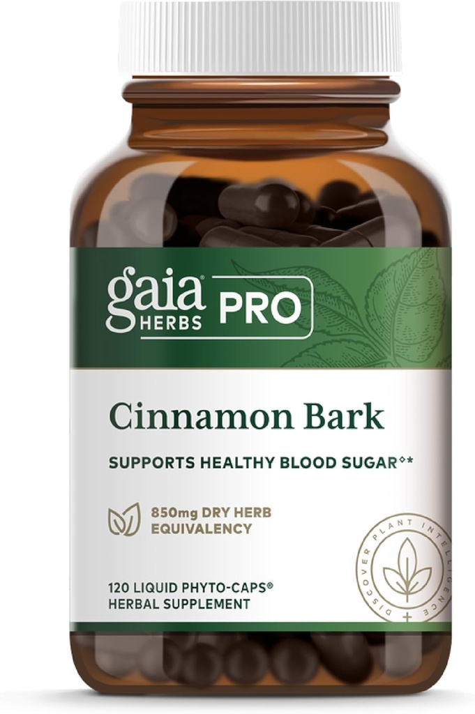 Gaia Herbs Pro Cinnamon Bark - Mendukung Metabolisme Sehat - Organik, Vegan, Soy-Free & Gluten- Free - 120 Liquid Phyto- Caps (120 Hamba)