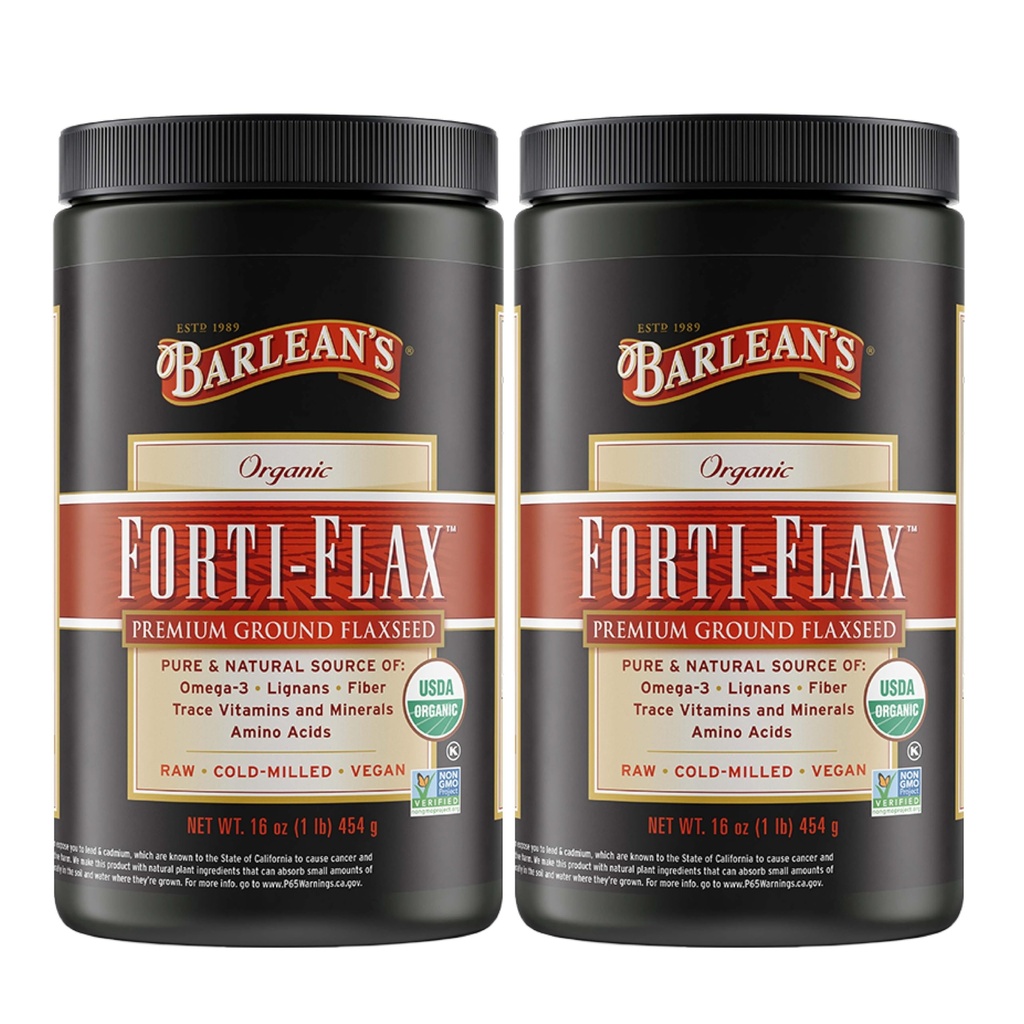 Forti- Flax Organic Flaxseed, Ground Whole Raw Seeds, Omega- 3 Suplemen dengan Lignans dan Fiber Diet, Benih Ground Flax Bulk, 16 oz, 2 Pack