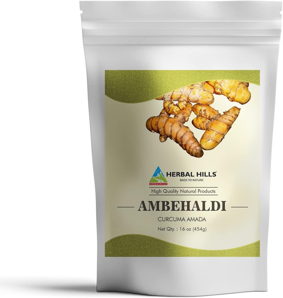 HERBAL HILLS Ambiseric Powder Turmeric Powder / Ambus Haldi / Curcuma Amada / Curcuma Longa / Turmeric Curcumin = 124; 16 Oz (454 GMS)