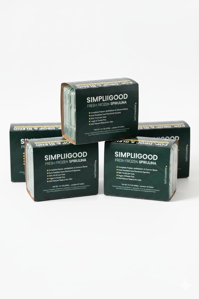 Frozen Spirulina Premium Superfood for Dewasa & Teens Nutrient- Rich Easy to Use Frozen Spirulina 12 Trays Contains 10 Cubes in Each Pack. 2 Cube = 28g (satu Serving)