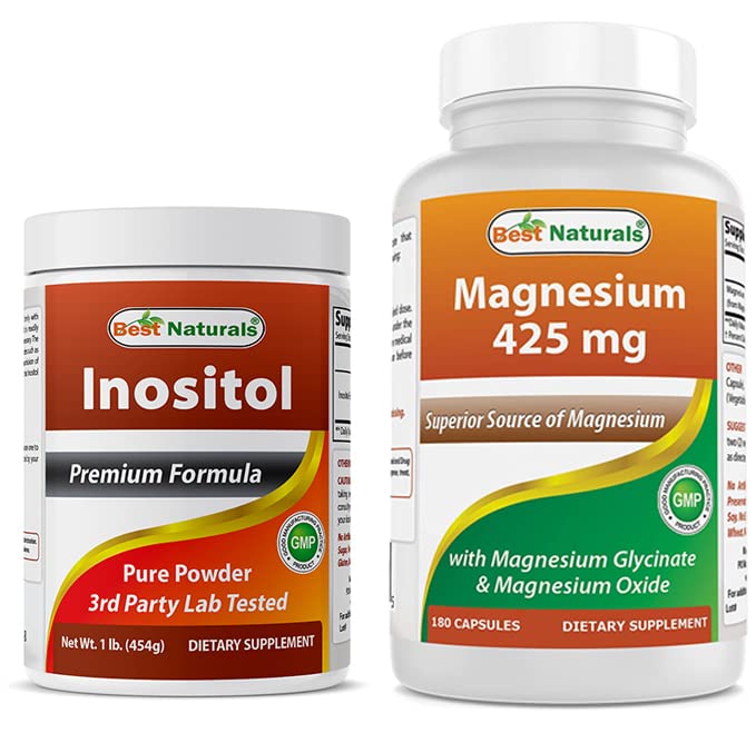 Inositol Powder terbaik 1 Lb & Magnesium Glycinate 425 mg