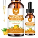 Magnesium Glycinate Liquid Drops with Citrate & Tadrate - Cognition, Muscle & Focus, Liquid Magnesium Complex with Vitamin D3, GABA, L- theanine, Pineapple Flavor - 1 Fl Oz (2 Pack)