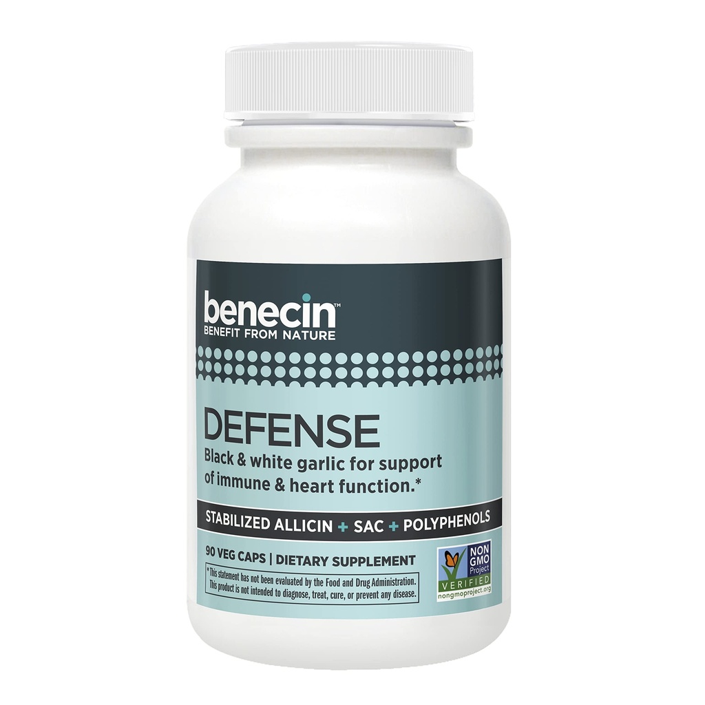 Benesin Pertahanan 1.1500 mcg Stabilisasi Allisin per Capsule 12.4; Ditambah Amounts tinggi SAC & Polyphenols dari Black Garlic 124; Dukungan yang kuat dari Immune & Heart Fungsi (90 Count, 90, Count)