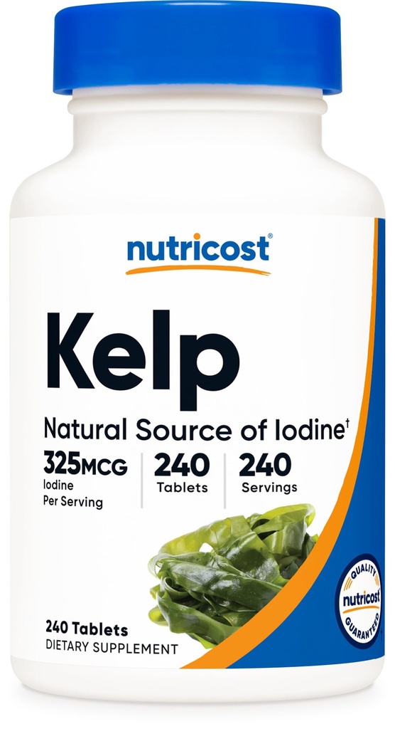 Nutricost Kelp Tablet, 325mcg dari Iodin, 240 Tablet - Non-GMO, Gluten Free
