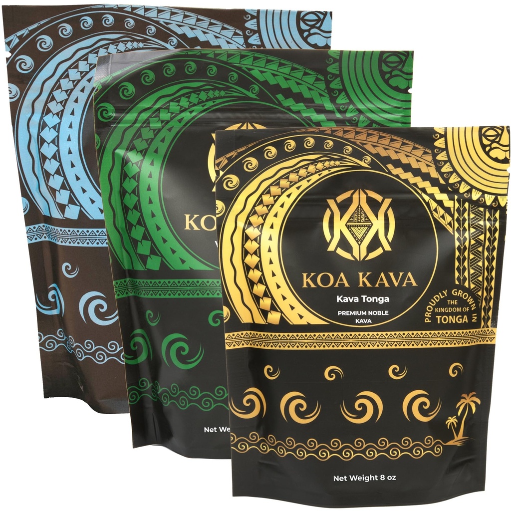 8 oz Koa Kava Bundle dengan Premium Tongan, Fiji Waka dan Vanuatu Waka Kava Root Powder