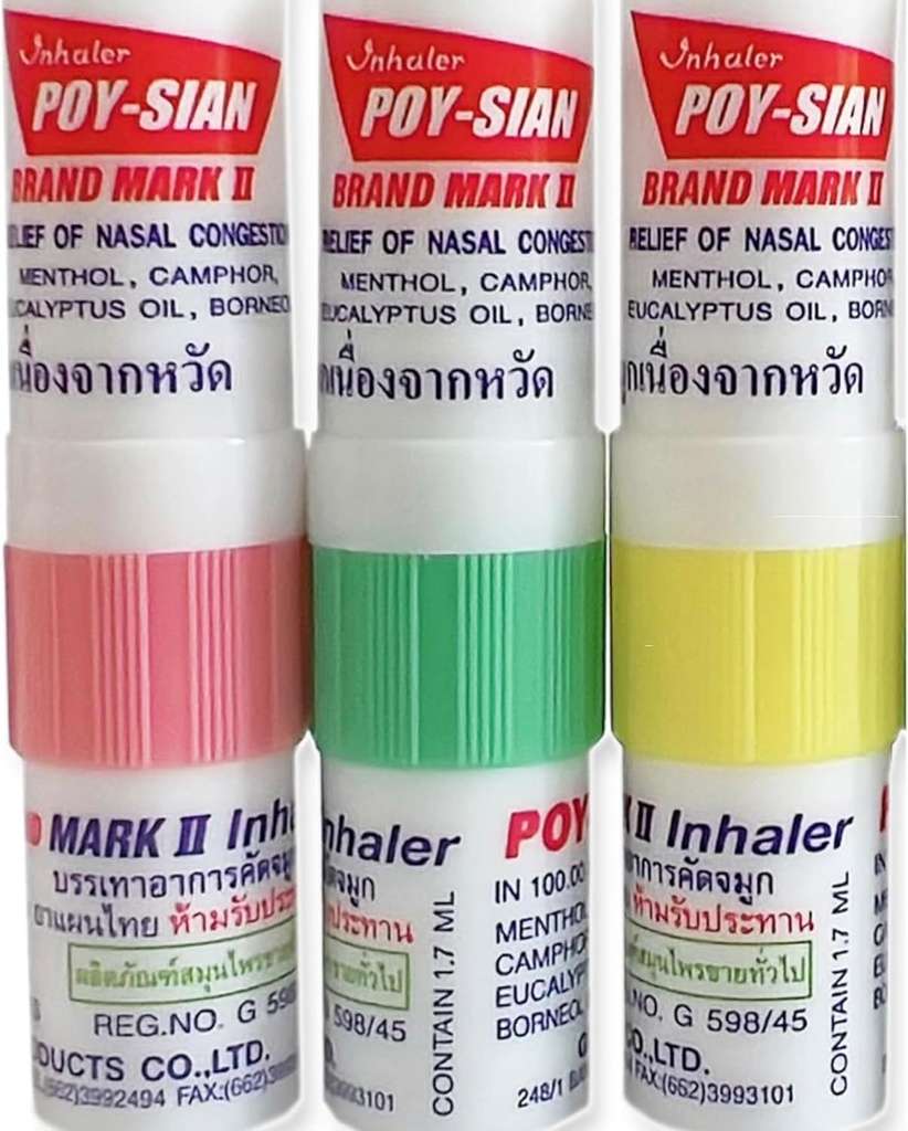 POY- SIAN Mark II Menthol Aromatherapy Nasal Inhaler, Remedy Herbal Natural dengan Cooling Estile Oils Poysian (Paket 3)