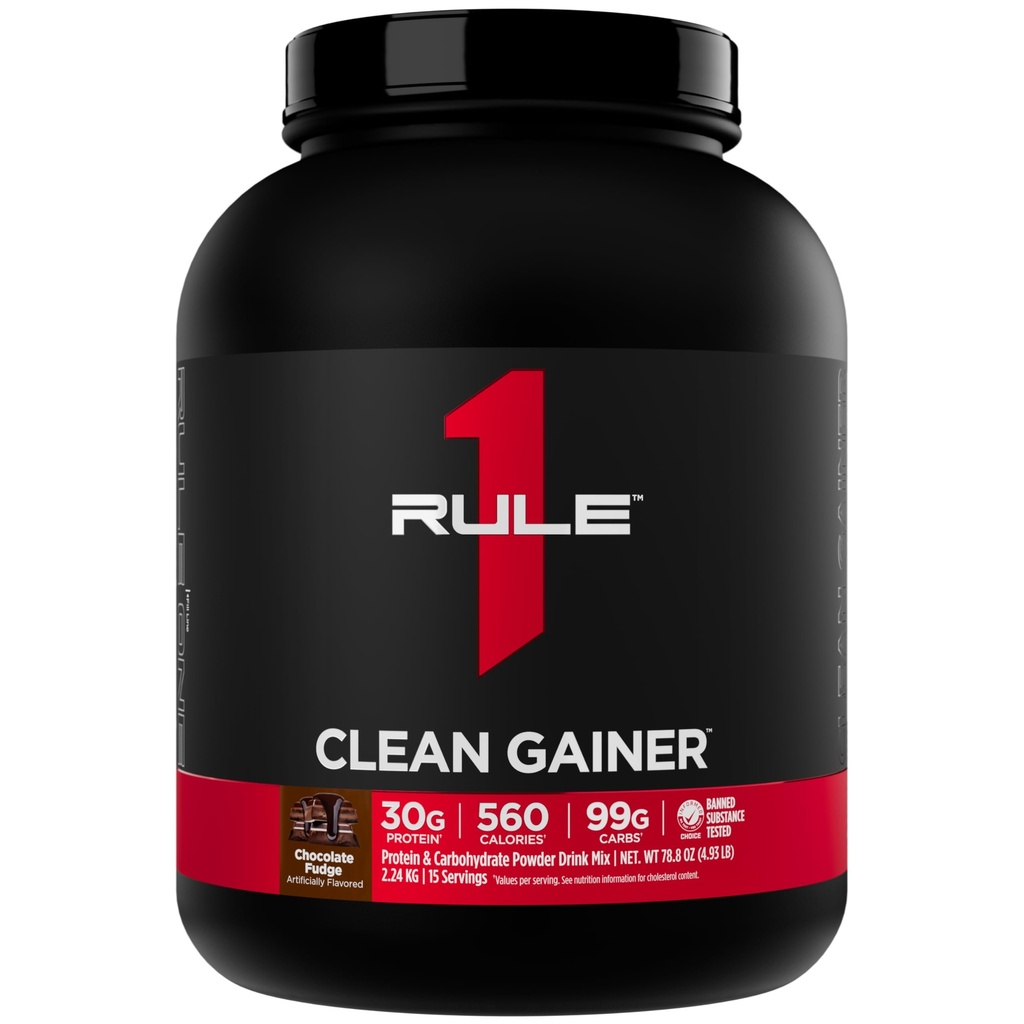 Aturan 1 Bersihkan Gainer - Tinggi Protein Gain Formula dengan 560 Kalories, 30g Full-Spectrum Protein, Lebih dari 90g Carbs, Under 6g of Fat (15 Hamba, Chocolate Fudge)
