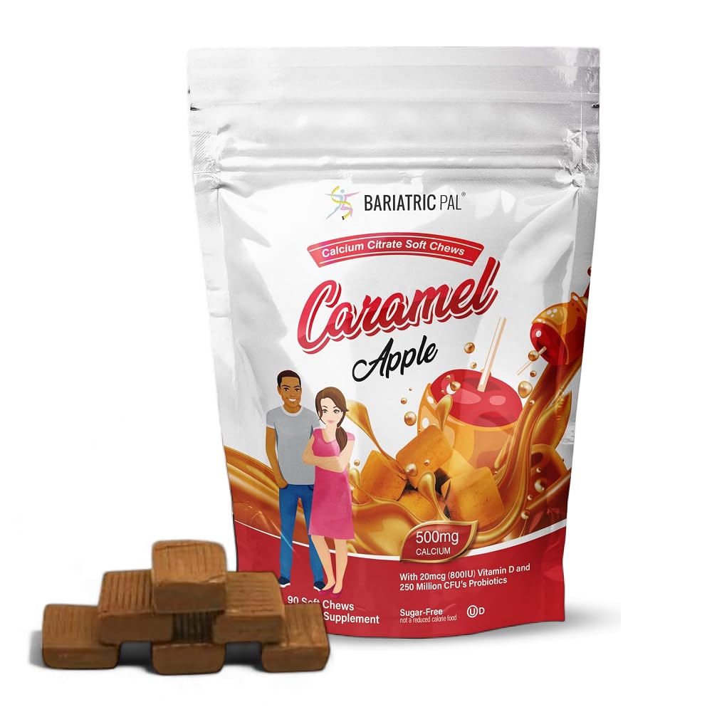 BarriatricPal Sugar- Free Calcium Citrate Soft Chews 124; 500mg dengan Vitamin D & Progories 124; Caramel Apple 124; 90 Count (1 Pasokan Bulan)