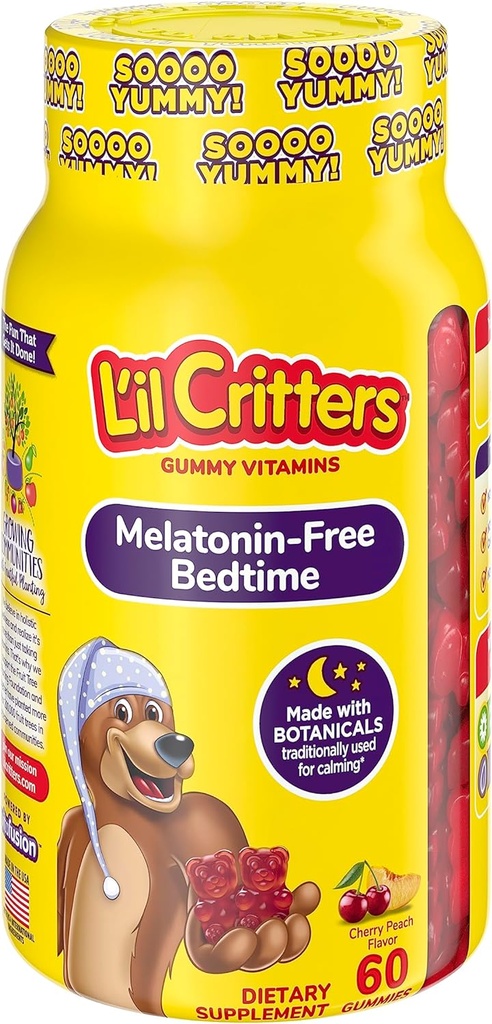 L 'il Critters Melonain- Free Bedtime Dietary Supplement for Kids, 60 Gummies
