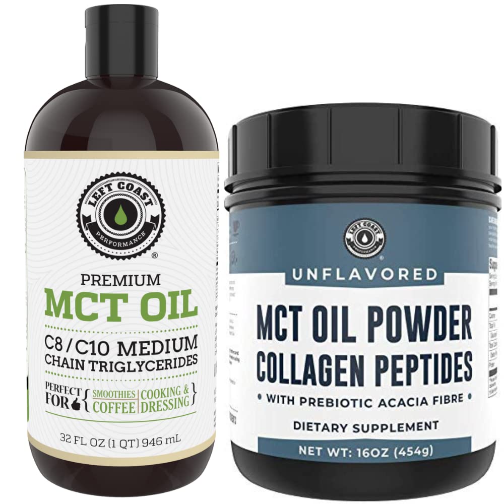 Performance Pantai Kiri 32oz Premium MCT Oil dan 16oz Unflagranted MCT + Collagen Powder