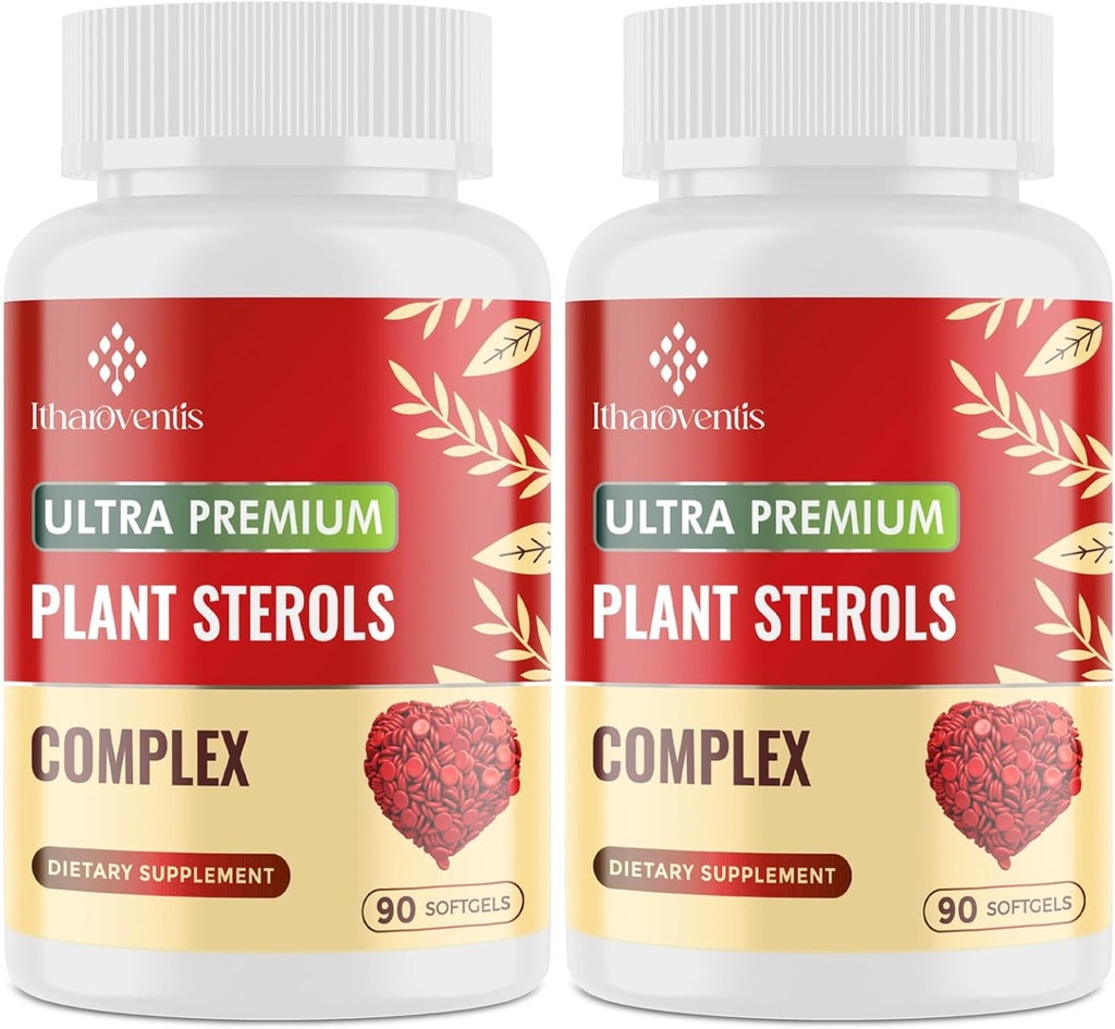 Prolesterol Suplemen Tanaman Sterns, Niasin, Red Yeast Rice, Bergamot, Omega -3 & Bawang - Advenced Absorpsi Formula - 180 Softgels