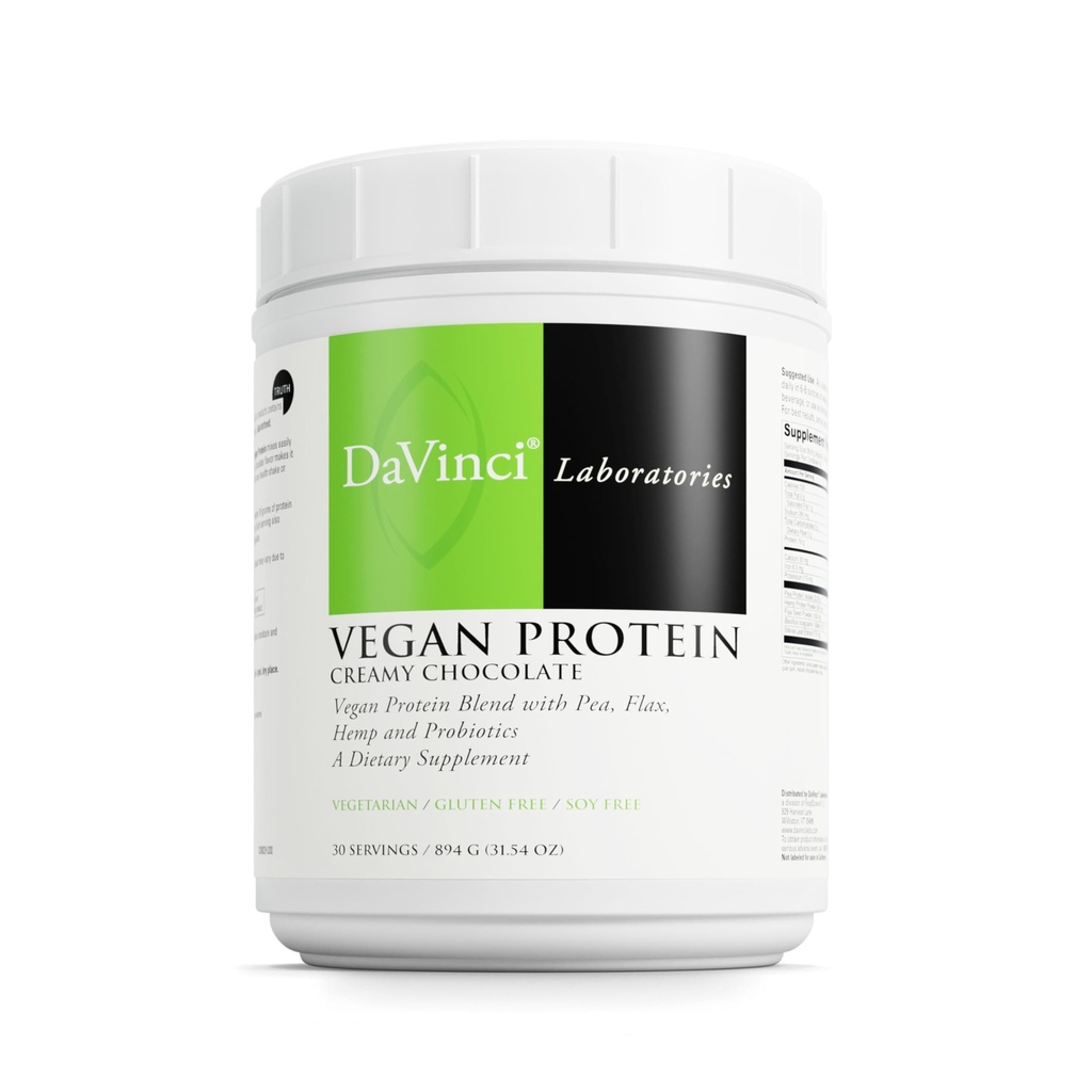 DaVINCI Labs Vegan Protein - Powder Supports Muscle & Tesis Repair * - Vegan Suplemen dengan Pea Protein & Flax Benih - Creamy Chocolate, 30 Servis (894 g)