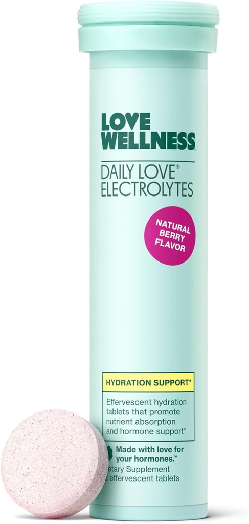 Cinta Wellness Daily Love Electrolites 124. Tablet Hidration untuk Perempuan 124; Mendukung Absorpsi Nutrient 124; Hormone Sehat 124; Energi 124; Cortisol Tingkat 124; Kesehatan Mood 124; 12 Tablet, Berry Flavor