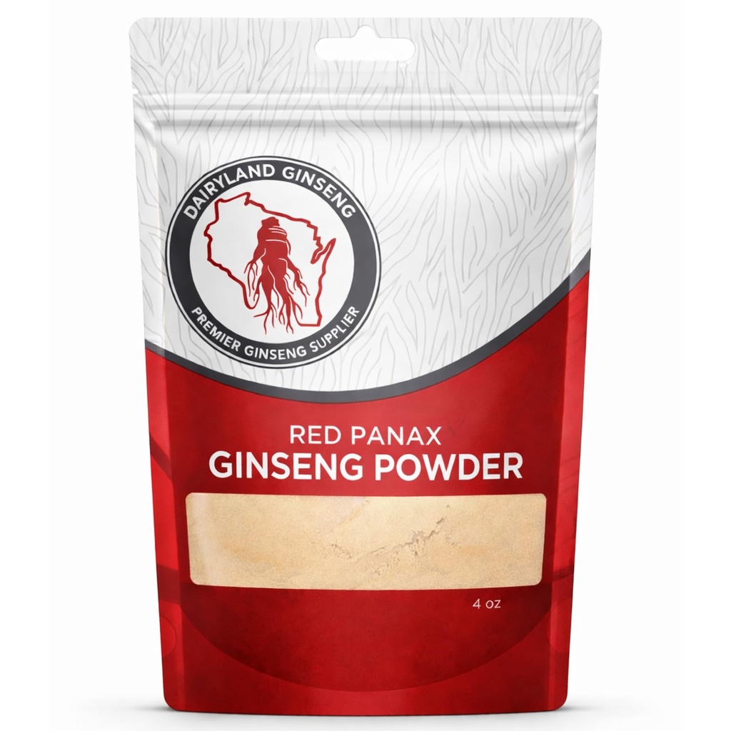 Red Panax Ginseng Powder dengan Natural Ginsenosides (4 oz) - Mendukung Energi Kesehatan, Vitalitas, Mood dan More, Panax Ginseng Root Pounder Korea untuk Smoothies, Coffee atau Minuman (1 Pack)