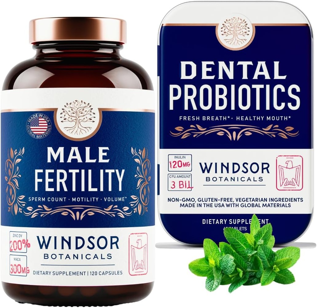 WINDSOR BOTANICALS Male Fertility Suplement and Dental Progrance Health and Wellness Bundle