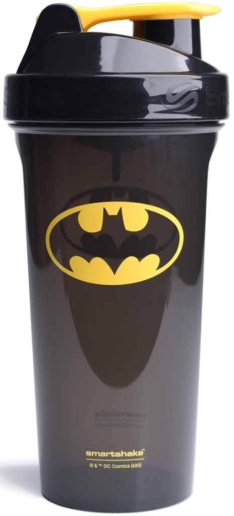 Smartshake Lite Justice League Protein Shaker Bottle 800ml - DC Comics Water Bottle, BPA Free Gym Shake Bottle for Protein Shakes And Protein Powder - Batman Logo