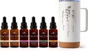 Terapi Tanaman Total Tapreture Paket Termasuk 30 mL Masing-masing Organik Ashwagandha, Asia Ginseng, Echinacea Blend, Elderberry, Lemon Balm, Turmeric & Travel Mug
