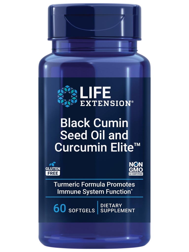 Ekstensi Hidup Minyak Benih Hitam dan Curcumin Elite, Cumin Hitam, Ekstrak Turmerik, Dukungan Kesehatan Kebal, Sumber Daya Biotersedia tinggi, Kesehatan Tubuh, Gluten Bebas, Non-GMO, 60 softgels